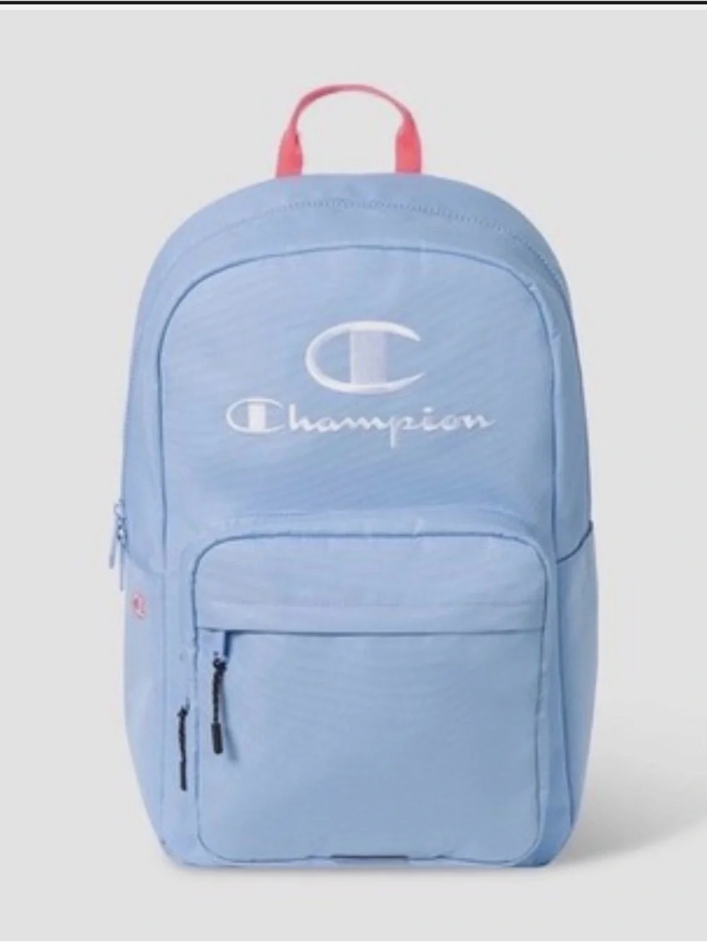 Champion Light Blue Kids Backpack with Pink Top Handle